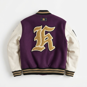 Chaqueta Bomber DROGEN EXPORT Personalizada, Morada, de Lana, con Capucha, Resistente al Viento, Transpirable, Estilo Casual, Vintage, Urbano, para Hombre - Product Image 3