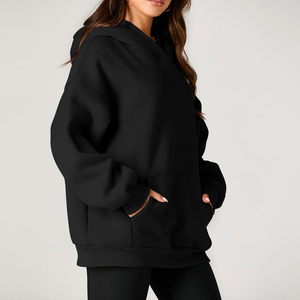 Sudadera con Capucha Extra Grande Personalizada para Mujer, Color Sólido, Felpa de Algodón Grueso, Transpirable - Product Image 3