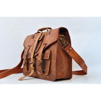 Bolso Bandolera de Cuero Genuino de Grano Completo para Hombre, Estilo Vintage, Gran Capacidad, con Cadenas y Cierre, para Portátil, Talla XL