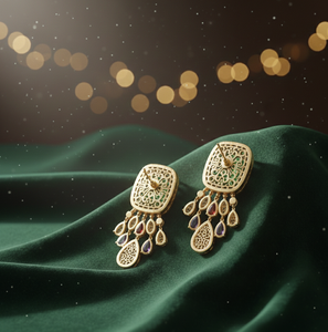 Round Green Hydro CZ Earrings 925 <b>Sterling</b> <b>Silver</b> 18K Gold Plated 4 Inch Statement Jewelry for Women Wedding Party Jewellery - Product Image 4