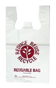 Bolsas de Compras de Plástico Reciclables con Refuerzo Lateral, Tipo Camiseta, LDPE/HDPE, para Uso Comercial - Product Image 3