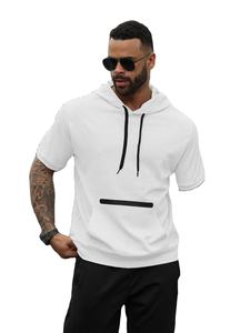 Sudadera con capucha de manga corta con estilo para hombre, cómoda sudadera deportiva de poliéster/algodón con capucha impresa Digital para verano - Product Image 2