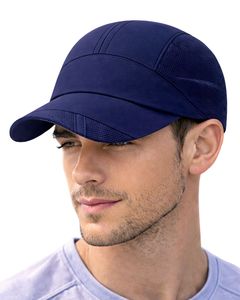 Men Navy Blue Mesh Panel Sports Cap Breathable Lightweight Adjustable Summer Running Training Outdoor Baseball Hat For Men Use - Product Image 1