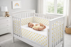 100% Organic Cotton Customizable Mesh Crib Liner Breathable Safe Baby Bedding Soft Adjustable Crib Protector - Product Image 2