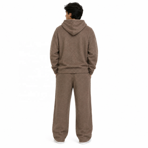 Ensemble survêtement homme chaud et doux en polaire avec sweat à capuche zippé et pantalon large – Vêtements d'hiver streetwear – Fournisseur en gros - Product Image 3