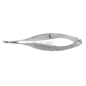 เครื่องมือแพทย์สำหรับจักษุวิทยา VANNAS กรรไกรผ่าตัดแบบโค้งขนาด 3.2 นิ้ว 8 ซม. ใบมีดสั้นสำหรับการผ่าแคปซูล ด้ามจับแบน ปลายแหลมคม - Product Image 1