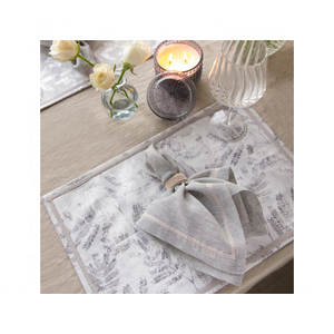 Trendy 100% GOTS Certified Cotton Jacquard <b>Placemats</b> Half White Silver Floral Embroidered Boho-Inspired Modern Tables 14 X 18 - Product Image 1