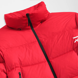 Chaqueta Acolchada Roja para Hombre, Cuello Alto, Cierre de Cremallera, Resistente al Viento, Relleno de Poliéster, Abrigo Casual de Invierno, Largo Regular - Product Image 5