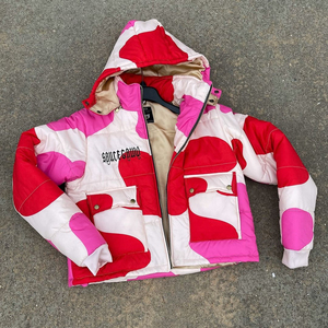 Chaqueta de invierno para hombre con cuello alto de lona, estampado con bloques de color, estilo urbano, gruesa, aislada y de corte ajustado. - Product Image 6