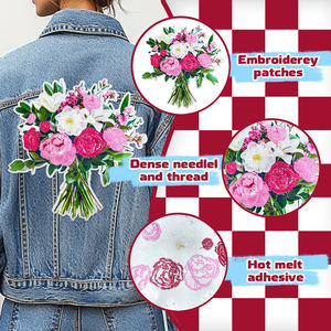 Patch brodé auto-adhésif en tissu avec dentelle, badge personnalisé pour vêtements, sacs, chapeaux, OEM ODM, vente en gros, décoratif - Product Image 6