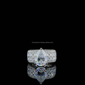 Poire classique et Asscher et coupe ronde bijoux en diamant complet femmes bague de fiançailles en argent 925 - Product Image 2