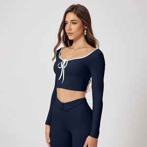 เสื้อยืดคอกลมแขนยาวสำหรับผู้หญิงเสื้อยืดแห้งเร็วระบายอากาศได้ดีเป็นมิตรกับสิ่งแวดล้อม - Product Image 4