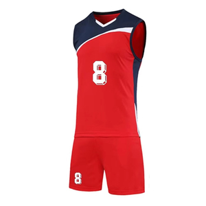 Tenue de volley-ball athlétique durable, maillot et short personnalisés avec logo d'équipe, respirants, pour les matchs de ligue - Product Image 2