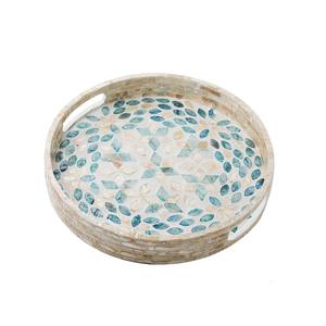 Plateau de service rond moderne en bois Capiz, multifonctionnel, couleur personnalisée, en MDF et Capiz, fabriqué au Vietnam - Product Image 2