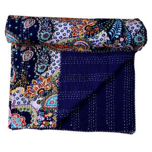 Colcha Kantha de Algodón Orgánico, Cubrecama Reversible Cómodo, Cubrecama Tradicional de Lujo de la India, para Hotel, Doble - Product Image 6