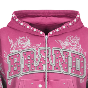 Sudadera con Capucha Ligera Personalizable con Gráficos de Arco y Borde de Perlas y Pedrería - Product Image 2