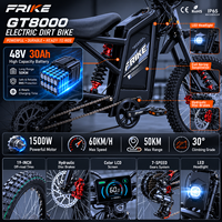 Moto électrique tout-terrain GT EBike 1500W 48V30A en alliage d'aluminium 19 pouces, frein à disque, 7 vitesses, suspension à ressort, écran LCD, 60 km/h, 50 km d'autonomie, IP65, LED