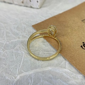 Trendy Design Oval Cut Lab Grown Diamond <b>Wrap</b> Band in 14K Yellow Gold with IGI Certified Diamond Ring for Women's - Product Image 3