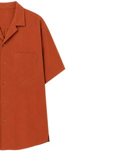 Customized <b>Rust</b> Orange Oversized Casual Men Shirt Half Sleeve Button Up Cuban Collar Loose Fit Summer Beach Fashion <b>Top</b> Shirt - Product Image 4