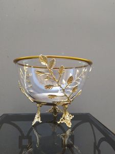 Elegante Plato de Servir Doble de Plata y Oro con Diseño de Granada, Decoración de Lujo para el Hogar, Hecho a Mano - Product Image 5