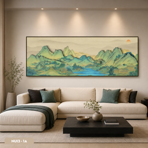 Peinture murale de paysage en soie de haute qualité, œuvre d'art élégante faite à la main, décoration intérieure, OEM ODM, usine du Vietnam - Product Image 3