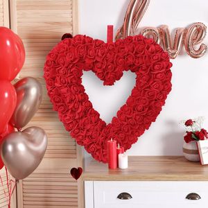 Ghirlanda a Cuore da 13 Pollici per San Valentino, Ghirlanda di Fiori Artificiali in Schiuma con Rose Rosse per Porta d'Ingresso, Finestra, Parete, Casa, Matrimonio - Product Image 4