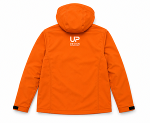 Veste Softshell à Capuche Orange Personnalisée Imperméable Coupe-Vent Doublée Polaire pour Randonnée et Travail en Extérieur Manteau de Sécurité OEM - Product Image 3