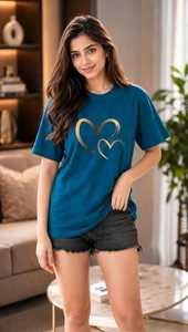 เสื้อยืดผู้หญิงฤดูร้อน สีกรมท่า ผ้าฝ้ายนุ่ม สวมใส่สบาย แขนสั้น ระบายอากาศได้ดี คุณภาพสูง ปรับแต่งได้ คอกลม ทรงหลวม พิมพ์ลายซิลค์สกรีน - Product Image 4