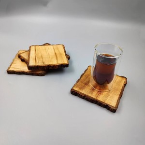 Wooden <b>Coaster</b> <b>Set</b> Round Shape Natural Wood Heat Resistant Non-Slip Eco-Friendly Reusable Mats Classic Design 4 Inch - Product Image 6