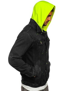 Men's Retro Winter Hooded <b>Denim</b> <b>Jacket</b> Waterproof Hip Hop Style Street Casual Outerwear with Fur Decoration - Product Image 3