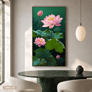Peinture sur soie de fleurs de lotus peintes à la main HALO de qualité supérieure, art mural de paysage naturel, artisanat de décoration intérieure en provenance du Vietnam - Product Image 4