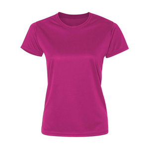 Camiseta de Manga Corta para Mujer, Cuello Redondo, Color Rosa Liso, Poliéster, Corte Regular, Estilo Deportivo Casual, Tejido de Punto Jersey, Transpirable y Ecológica - Product Image 4