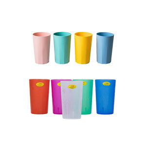 Tasse rayée avec poignée – Tasse à café réutilisable en plastique - Product Image 1