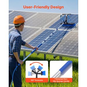 15 ft Telescopic Solar Panel <b>Cleaning</b> Kit with Extendable <b>Brush</b> Squeegee Soap Dispenser-Water Fed Pole Tool - Product Image 6