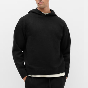 Pull à capuche en tricot écologique pour homme, coupe classique, couleur unie, polyester/coton, vêtements décontractés d'automne - Product Image 1