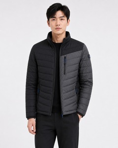 Chaqueta Acolchada con Capucha para Hombre, para Invierno, Cálida, Resistente al Viento, Informal, Rellena de Poliéster, Cierre de Cremallera, Color Sólido, Corte Regular - Product Image 1