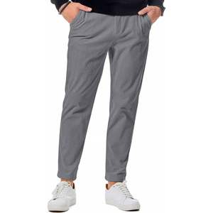 2025 hommes décontracté velours côtelé pantalon 100% coton plat avant élastique ceinture Stretch jambe droite coupe ajustée robe pantalon poches - Product Image 1