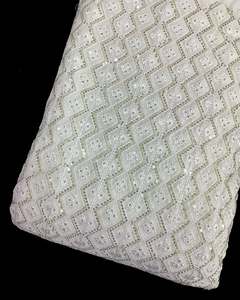 African Sequin Lace Fabric Beaded Embroidery Mesh Fabric Party Wear Wedding Dress Fabric Wholesale - Product Image 3
