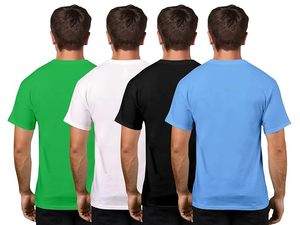 เสื้อเชิ้ตแขนสั้นคอวีผ้าฝ้ายโพลีเอสเตอร์สไตล์เรียบง่ายสำหรับผู้ชาย - Product Image 2