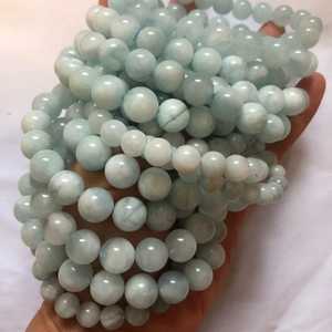 ลูกปัดพลอยอะความารีนธรรมชาติ สีเขียวอมฟ้าครีม ลูกปัดเบริลแบบเส้น สำหรับทำเครื่องประดับ DIY - Product Image 2