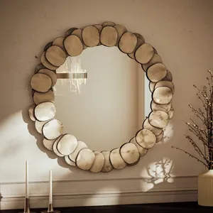 Sculpture murale moderne abstraite en cuivre, design circulaire irrégulier, décoration intérieure, salon, miroir artistique en métal - Product Image 6