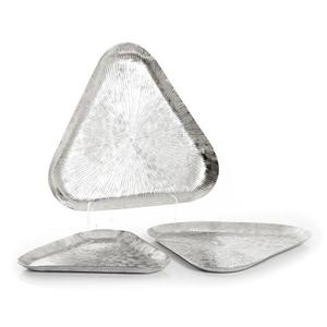 Plateau de rangement rectangulaire de luxe en métal doré antique, texture brique en relief, organisateur de bureau et de coiffeuse, vente en gros - Product Image 3