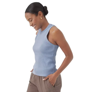 Débardeur tricoté sans manches pour femme, couleur unie, col rond, respirant, style minimaliste, longueur standard, vente en gros, fournisseur en vrac - Product Image 4