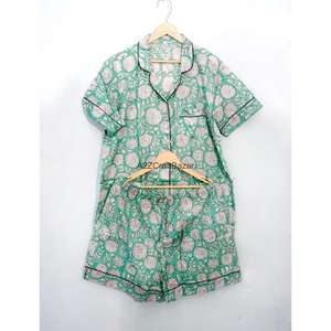 Pyjama de luxe moderne pour femme en coton et dentelle, à manches courtes, col en V, imprimé floral, respirant, lavable, coupe trapèze, sexy et romantique, idéal pour les soirées en boîte de nuit - Product Image 5