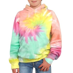 Sweat-shirt à capuche tie-dye vintage multicolores pour enfants garçons, mode hiver, coton et polyester, pull à capuche effet dip-dye - Product Image 1