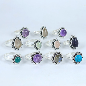 Wholesale Bismillah Gems Christian March Birthstone Natural Gemstone <b>Ring</b> <b>Set</b> Vintage Style Sterling <b>Silver</b> Plated <b>Rings</b> - Product Image 6