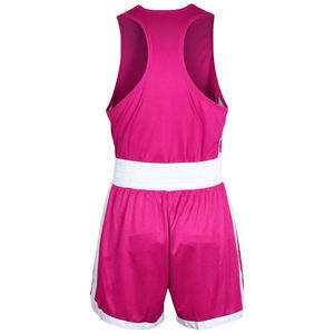 Combinaison de boxe unisexe personnalisable à col rond en polyester, couleur rose, séchage rapide, durable, légère, ensemble uniforme de boxe MMA pour hommes - Product Image 6