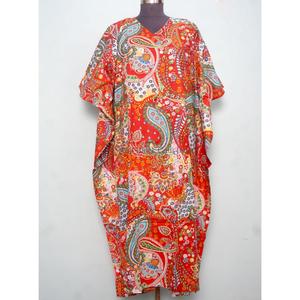 Nouvelle arrivée : Robe kaftan en coton pour femmes grandes tailles, style vintage, imprimé paisley, manches courtes et légères, tenue de plage, coupe ample pour l'été - Product Image 1