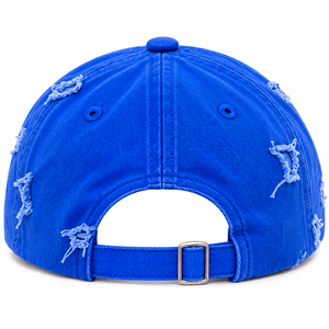 Casquette de baseball vintage bleue numéro 4 avec finition vieillie, patch brodé sur le devant, visière incurvée réglable, couvre-chef décontracté pour homme - Product Image 4
