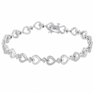 Pulsera de Eslabones en Forma de Corazón Romántico, Plata de Ley 925, Regalo de Joyería para Mujer, Aniversario - Product Image 1